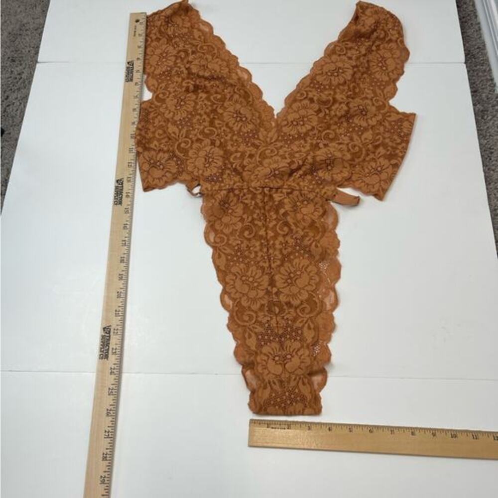 We Are HAH Free People Cut To‎ The Chase Lace Bodysuit in Brown Sugar - Picture 3 of 14